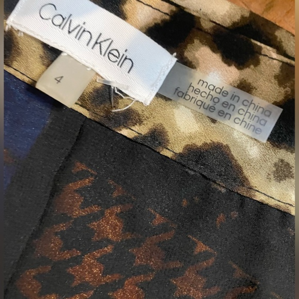 Calvin Klein Floral Houndstooth & Leopard Print Patchwork Skirt size 4 - Picture 8 of 10